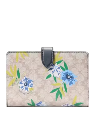 Kate Spade New York Spade Flower Floral Medium Bifold Wallet  Blazer Blue