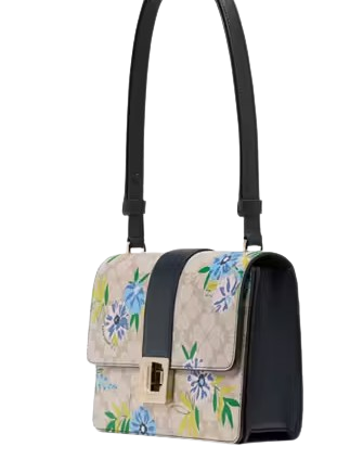 Kate Spade New York Spade Flower Floral Small Flap Shoulder Bag Blazer Blue