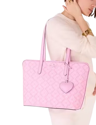Kate Spade New York Spade Flower Large Tote With Heart Dangle Kate Spade New York Spade Flower Large Tote With Heart Dangle