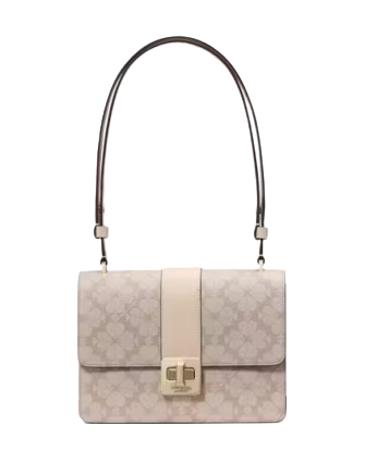 Kate Spade New York Spade Flower Pvc Small Flap Shoulder Bag  Dark Beige