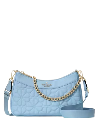 Kate Spade New York Spade Flower Quilted Fabric Convertible Crossbody Montauk Blue