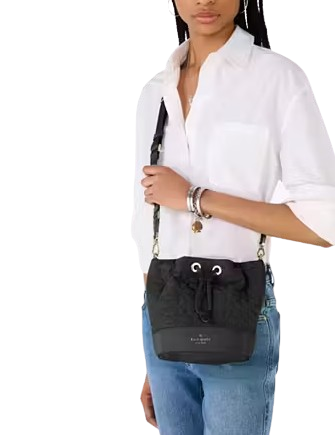 Kate Spade New York Spade Flower Quilted Nylon Bucket Bag Black