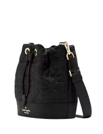 Kate Spade New York Spade Flower Quilted Nylon Bucket Bag Black