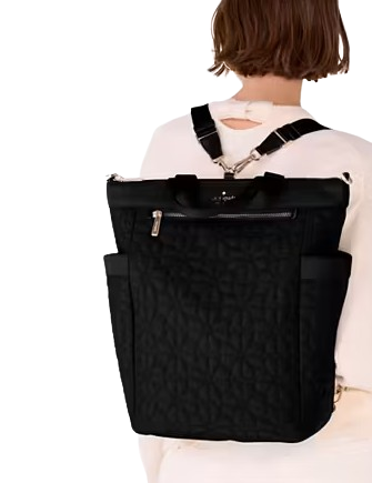 Kate Spade New York Spade Flower Quilted Nylon Convertible Backpack Black