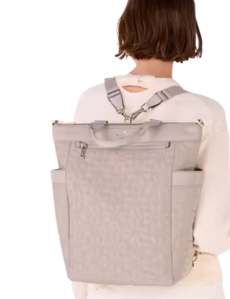 Kate Spade New York Spade Flower Quilted Nylon Convertible Backpack Cozy Grey