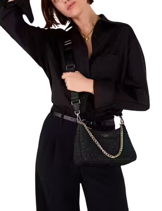 Kate Spade New York Spade Flower Quilted Nylon Convertible Crossbody Black