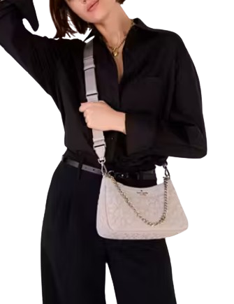 Kate Spade New York Spade Flower Quilted Nylon Convertible Crossbody Cozy Grey