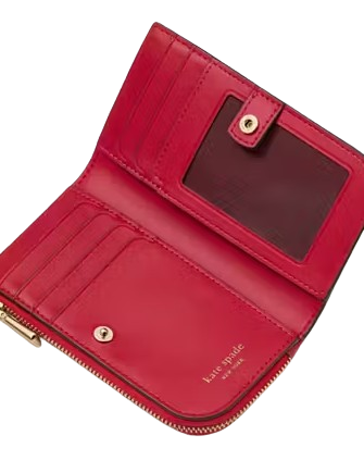 Kate Spade New York Spade Flower Small Slim Bifold Wallet  Cherry Rouge