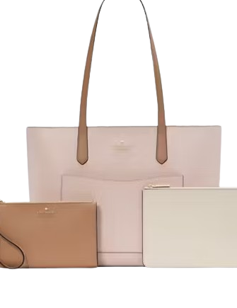 Kate Spade New York Staci Colorblock Leather Large Tote Set Rose Smoke