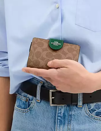 Coach Medium Corner Zip Wallet In Signature Canvas