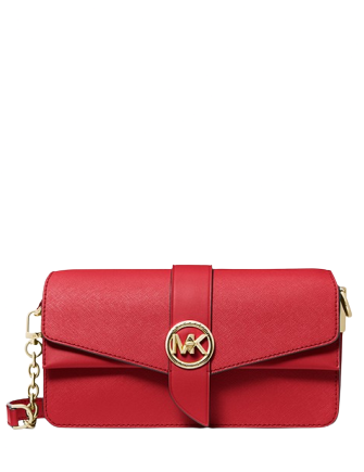 Michael Kors Ladies Greenwich Small Two-Tone Logo And Saffiano Leather  Crossbody Bag 