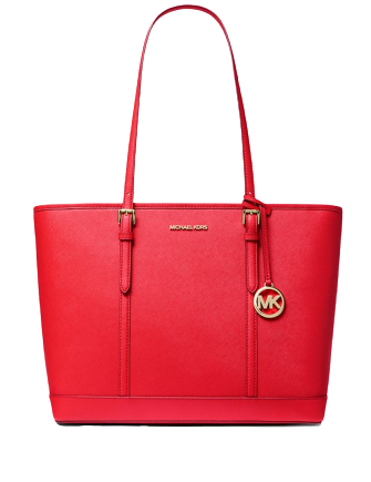 MICHAEL KORS Jet Set Red Saffiano Leather Large Shoulder Tote Bag