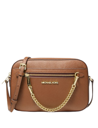 Michael Kors Jet Set Large Saffiano Leather Crossbody Bag in Brown