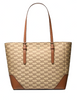 Michael Michael Kors Aria Large Signature Logo Jacquard Tote Bag Beige Luggage