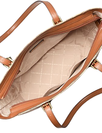 Michael Michael Kors Aria Large Signature Logo Jacquard Tote Bag Beige Luggage