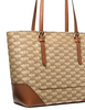 Michael Michael Kors Aria Large Signature Logo Jacquard Tote Bag Beige Luggage