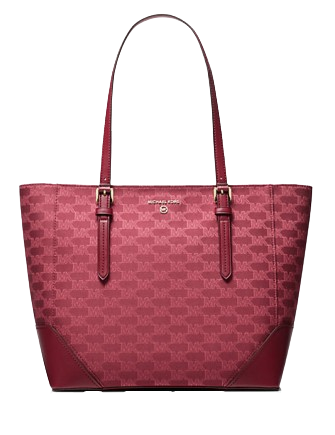 Michael Michael Kors Aria Large Signature Logo Jacquard Tote Bag Mulberry