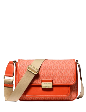 Michael Michael Kors Bradshaw Medium Signature Logo Messenger Bag Red Clay