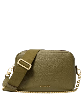 Michael Michael Kors Bryant Medium Double Zip Chain Camera Crossbody Safari Green