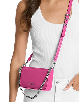 Michael Michael Kors Bryant Small Pebbled Leather Convertible Pochette Wild Berry