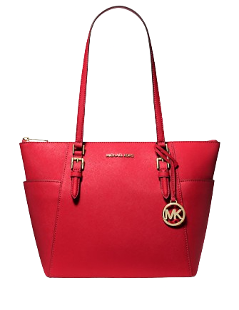 Michael Michael Kors Charlotte Large Saffiano Leather Top Zip Tote Bag Bright Red