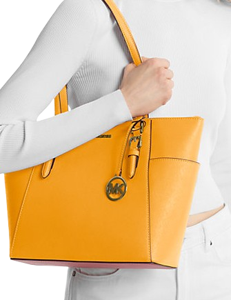 Michael Michael Kors Charlotte Large Saffiano Leather Top Zip Tote Bag Golden Rod