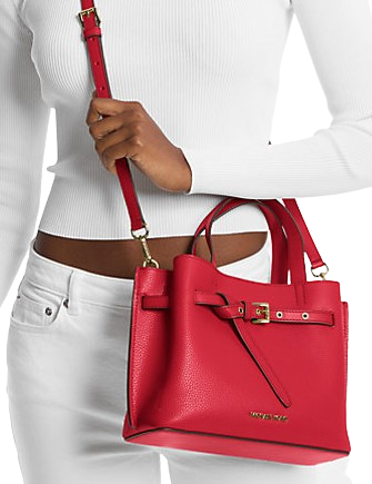 Michael Michael Kors Emilia Small Pebbled Leather Satchel Bright Red