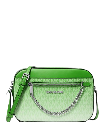 Michael Michael Kors Jet Set Large Ombre Signature Logo Crossbody Jungle Green
