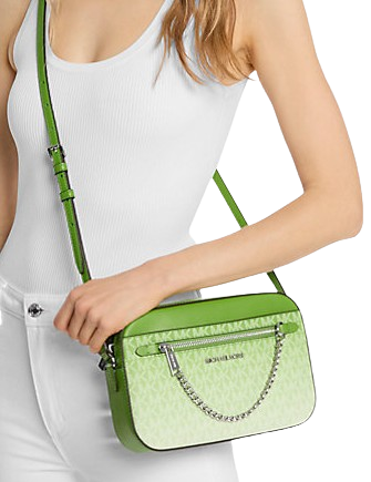 Michael Michael Kors Jet Set Large Ombre Signature Logo Crossbody Jungle Green