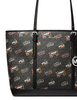 Michael Michael Kors Jet Set Large Printed Signature Logo Tote Bag Black