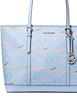 Michael Michael Kors Jet Set Large Printed Signature Logo Tote Bag Light Sky