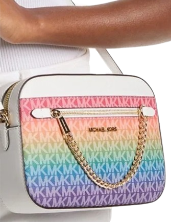 Michael Michael Kors Jet Set Large Rainbow Signature Logo Crossbody