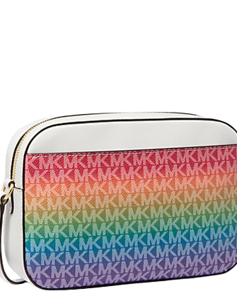 Michael Michael Kors Jet Set Large Rainbow Signature Logo Crossbody