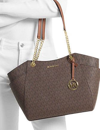 Michael Michael Kors Jet Set Large Signature Logo Shoulder Bag Brown