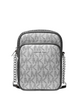 Michael Michael Kors Jet Set Medium Metallic Signature Logo Crossbody Bag Silver