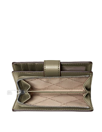Michael Michael Kors Jet Set Medium Printed Signature Logo Wallet Olive
