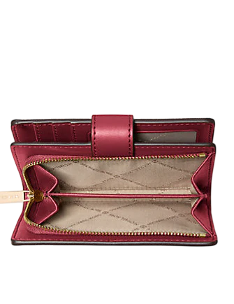 Michael Michael Kors Jet Set Medium Two-Tone Logo Wallet Cherry