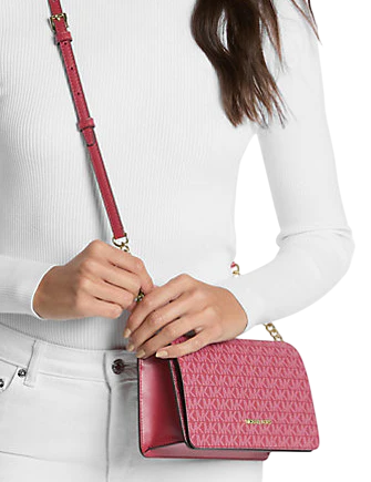 Michael Michael Kors Jet Set Signature Logo Crossbody Bag Dark Raspberry