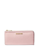 Michael Michael Kors Jet Set Travel Large Pebbled Leather Quarter-Zip Wallet Powder Blush
