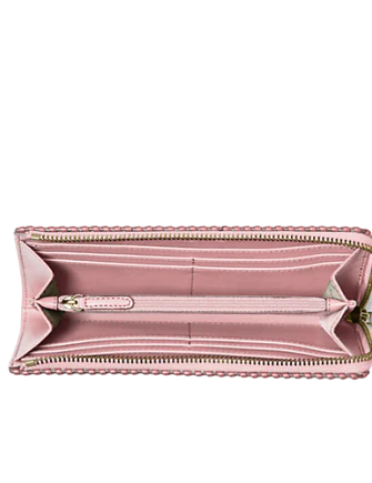 Michael Michael Kors Jet Set Travel Large Pebbled Leather Quarter-Zip Wallet Powder Blush