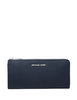 Michael Michael Kors Jet Set Travel Large Saffiano Leather Quarter-Zip Wallet Navy