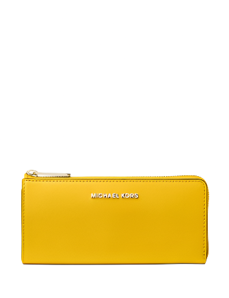 Michael Michael Kors Jet Set Travel Large Saffiano Leather Quarter Zip Wallet Golden Yellow