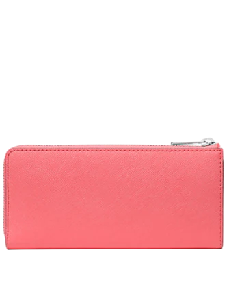 Michael Michael Kors Jet Set Travel Large Saffiano Leather Quarter Zip Wallet Hibiscus