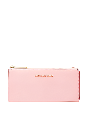 Michael Michael Kors Jet Set Travel Large Saffiano Leather Quarter Zip Wallet  Powder Blush