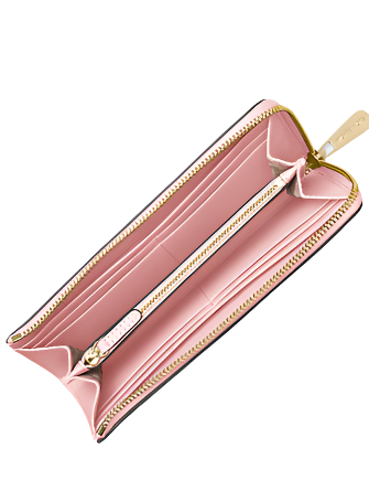 Michael Michael Kors Jet Set Travel Large Saffiano Leather Quarter Zip Wallet  Powder Blush 02