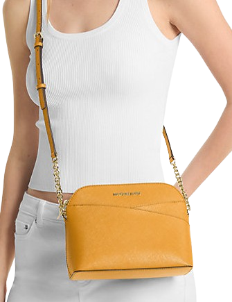 Michael Michael Kors Jet Set Travel Medium Dome Crossbody Bag Golden Rod
