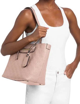 Michael Michael Kors Jet Set Travel Medium Logo Embossed Leather Tote Bag