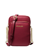 Michael Michael Kors Jet Set Travel Medium Pebbled Leather Crossbody Bag Cherry