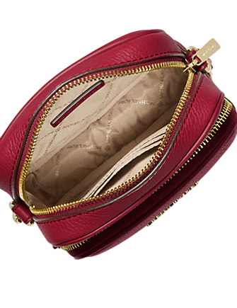 Michael Michael Kors Jet Set Travel Medium Pebbled Leather Crossbody Bag Cherry