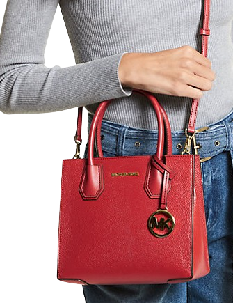 Michael Michael Kors Mercer Medium Pebbled Leather Crossbody Bag Bright Red